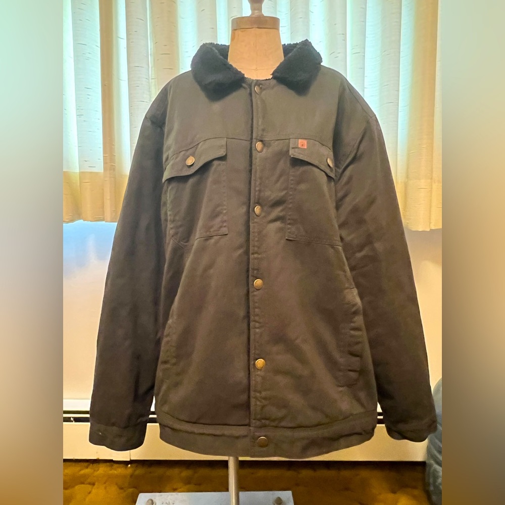Coleman Men’s Sherpa Lined Durable Twill Tear Resistant Army Green Jacket